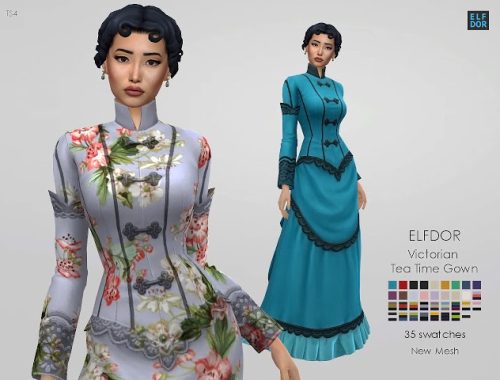 Victorian Tea Time Gown at Elfdor Sims