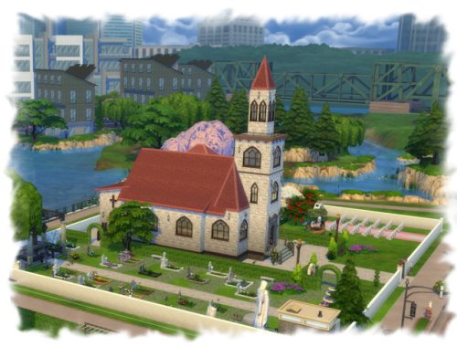 Village church with cemetery by Chalipo at All 4 Sims