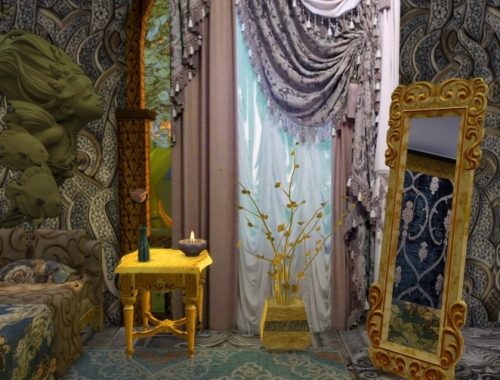 Wall Sculptures and Golden Leaf Plant at Anna Quinn Stories