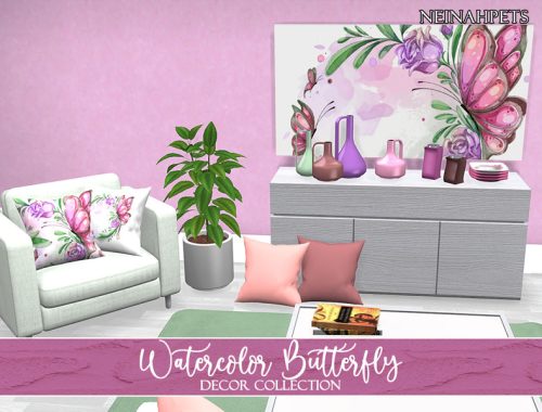 Watercolor Butterfly Decor Collection {Mesh Required}