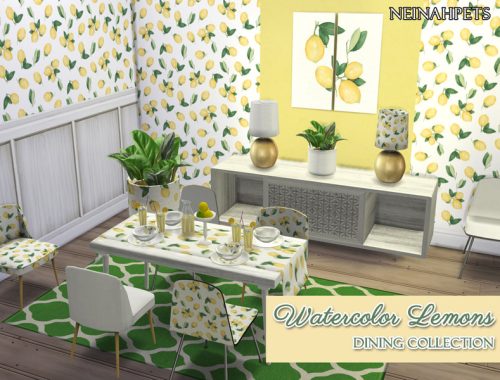Watercolor Lemons Dining-REQUIRES MESH
