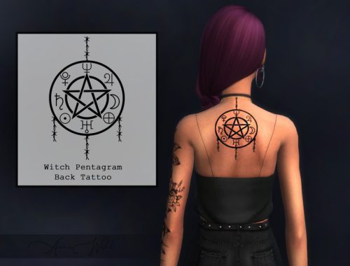 Witch Pentagram Back Tattoo
