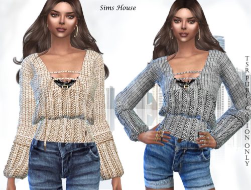 Women's blouse knitted with lacing