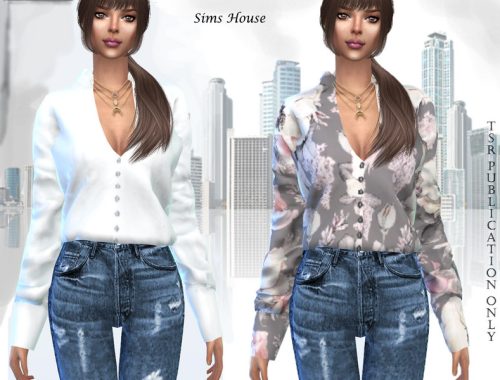 Women's blouse with print and long sleeve