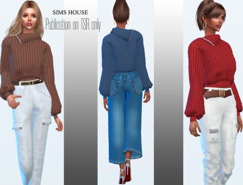 Women's Chunky Knit Sweater with Zip Neck
