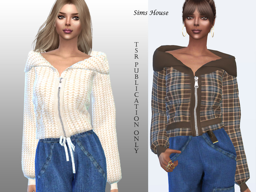 Women's jacket with a zipper - The Sims 4 Catalog