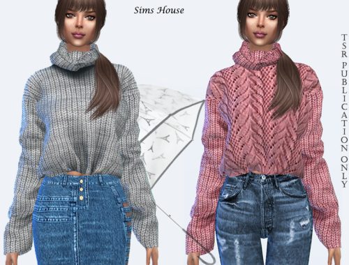 Women's knitted sweater with a collar