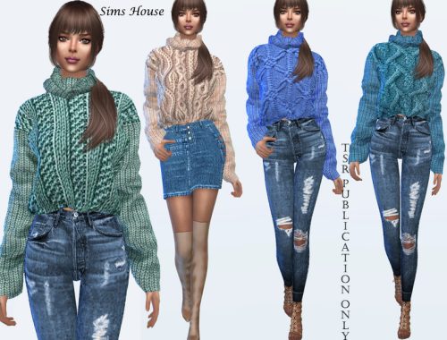 Women's knitted sweater with a collar