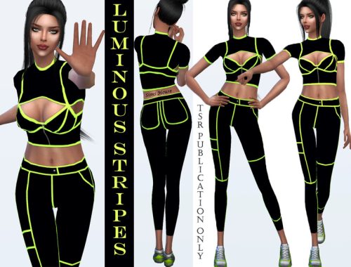 Womens sports suit with luminous stripes