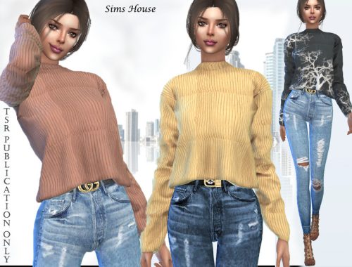 Women's sweater with a long sleeve short