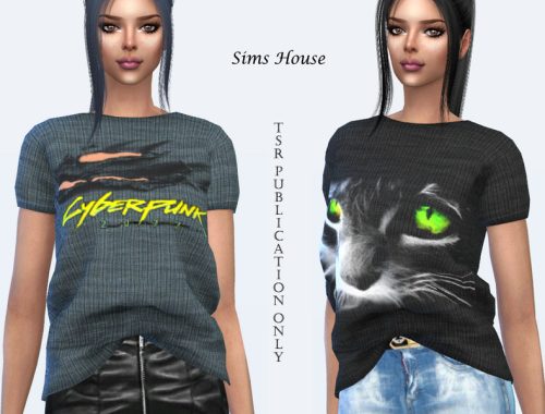 Women's t-shirt tucked in front with prints