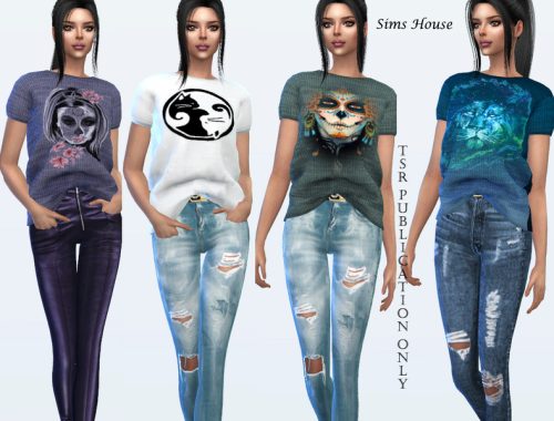 Women's t-shirt tucked in front with prints