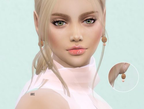 Wood earrings at Ahri Sim4