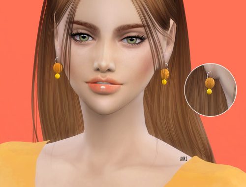 Wood earrings at Ahri Sim4