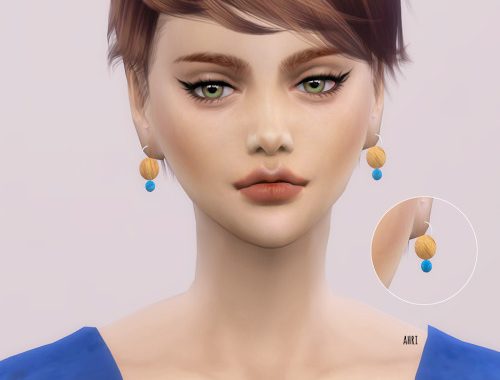 Wood earrings at Ahri Sim4