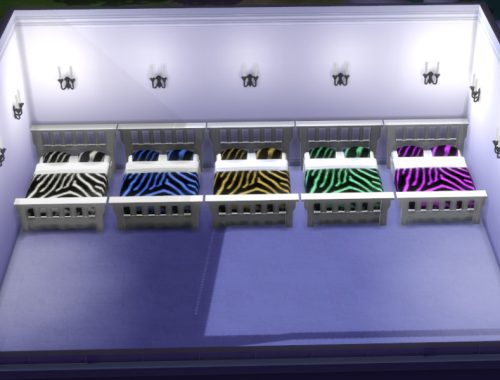 Zebra Print Bed Set with White Frame