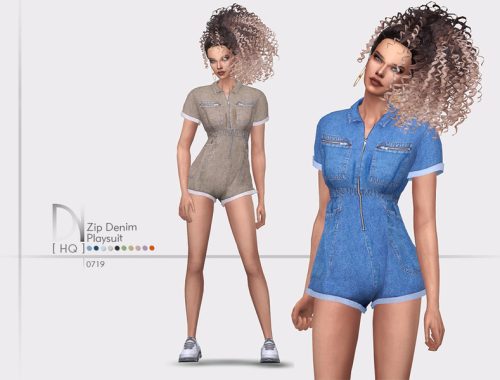 Zip Denim Playsuit