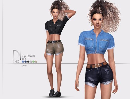Zip Denim Top
