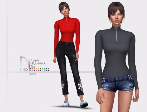 Zipped High-Neck Top
