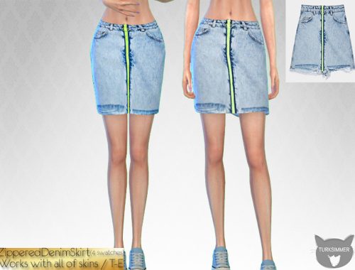 Zippered Denim Skirt