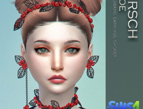 Zoe Set headband, earrings & choker at ErSch Sims