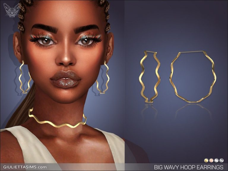 Big Wavy Hoop Earrings - The Sims 4 Catalog