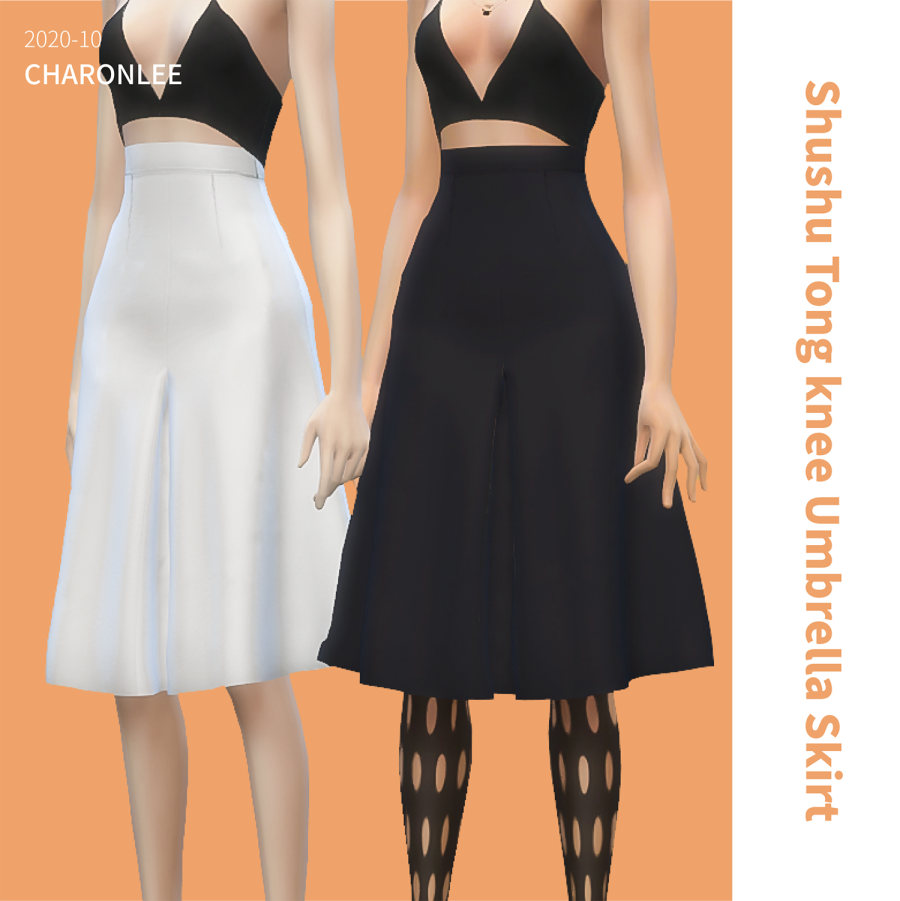 【CHARONLEE】Shushu Tong Knee Umbrella Skirt - The Sims 4 Catalog