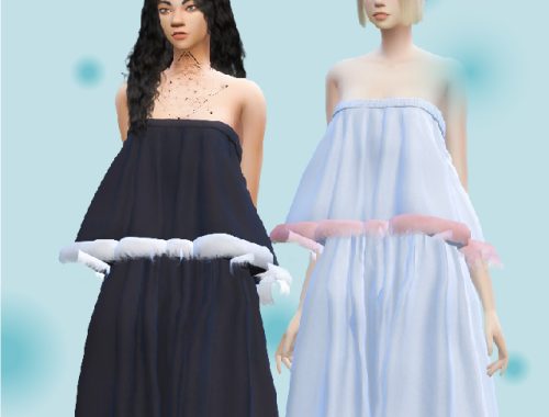 【CHARONLEE】Per Pearl Plume Tube Dress