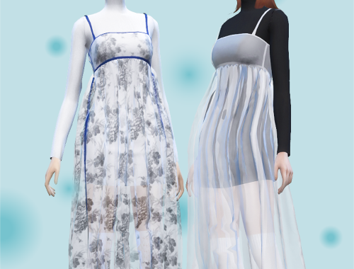【CHARONLEE】Gauze Dress With Turtleneck