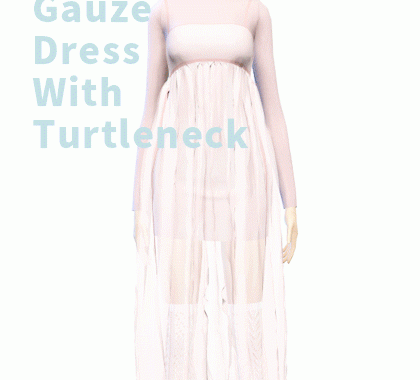 【CHARONLEE】Gauze Dress With Turtleneck