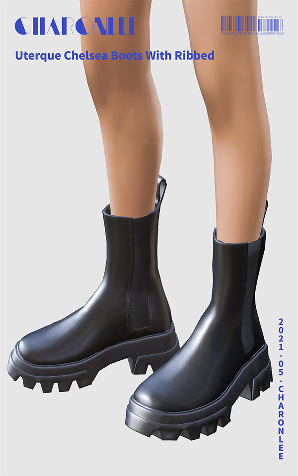 【CHARONLEE】Uterque Chelsea Boots With Ribbed - The Sims 4 Catalog