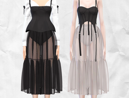 【CHARONLEE】Transparent Gauze Bouffant Skirt