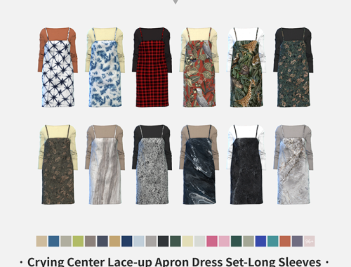 【CHARONLEE】Crying Center Lace-up Apron Dress Set