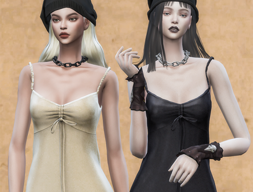 【CHARONLEE】Silk Lace Up Nightdress