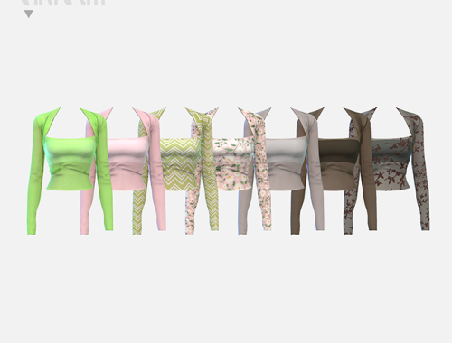 【CHARONLEE】FE Shoulder Wrap Square Neck Top