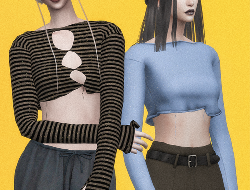 【CHARONLEE】Hole Irregular Midriff Top