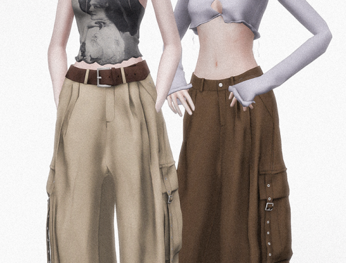 【CHARONLEE】Crying Center Unisex Pocket Flare Cargo Pants