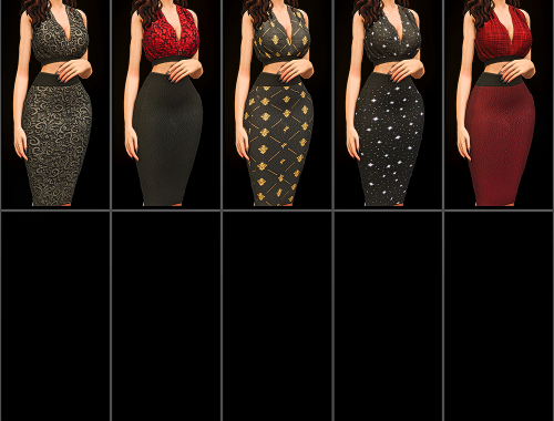 Madie Set V-top with tight skirt