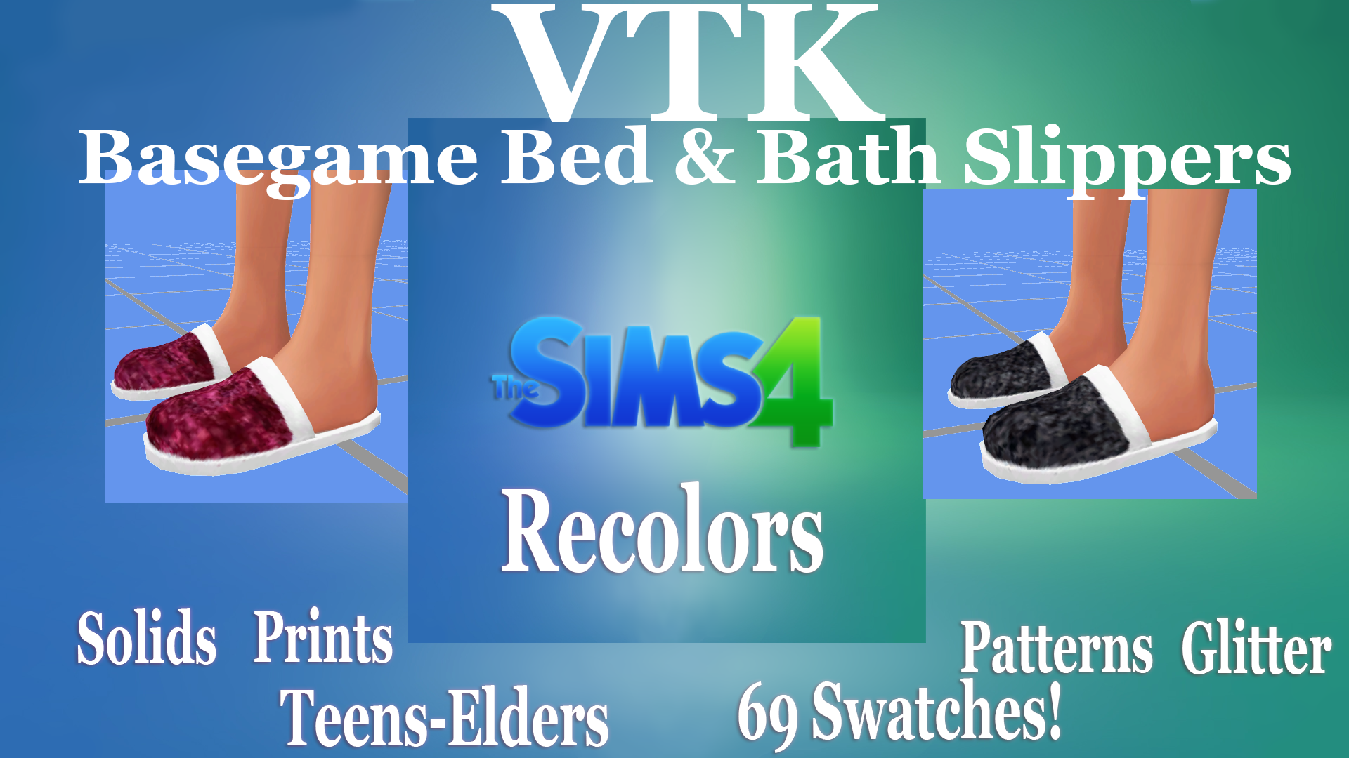 AF Basegame Bed & Bath Slippers Recolors