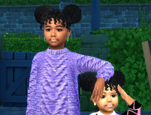 Afro Puffs with Twisty Bangs - Child