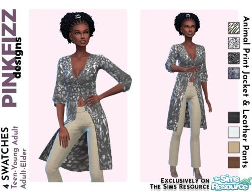Animal Print Jacket & Leather Pants Set