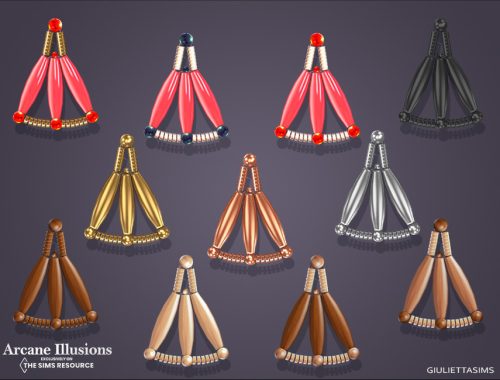 Arcane Illusions - Egyptian Coral and Hardstone Fan Earrings