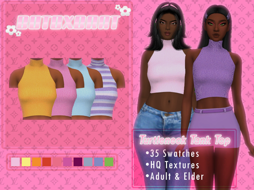 [B0T0XBRAT] Turtleneck Knit Tank Top - The Sims 4 Catalog