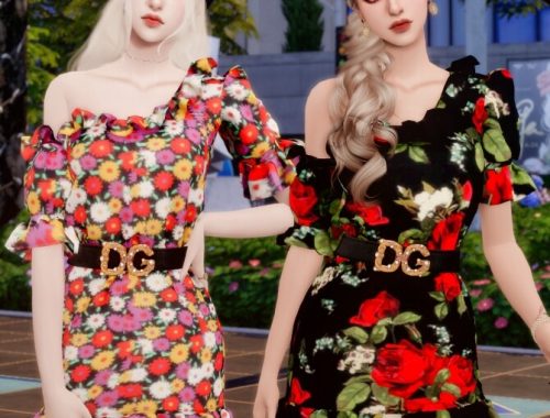 Belt & One off-shoulder Floral Dress at RIMINGs