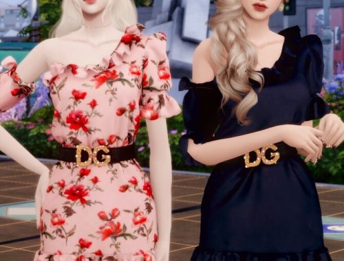 Belt & One off-shoulder Floral Dress at RIMINGs
