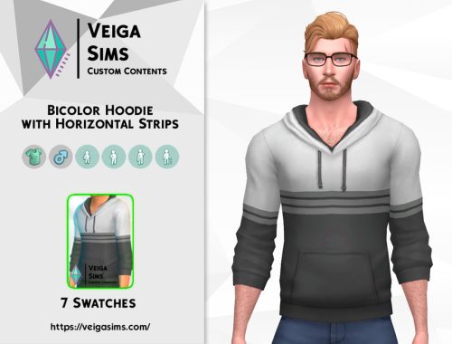 Bicolor Hoodie with Horizontal Strips