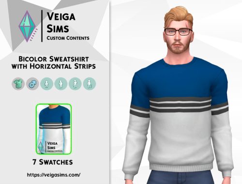 Bicolor Sweatshirt with Horizontal Strips