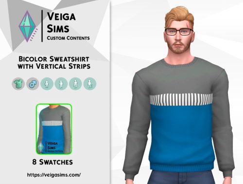 Bicolor Sweatshirt with Vertical Strips