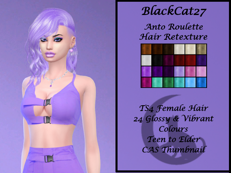 Blackcat27 Anto Roulette Hair Retexture Mesh Needed The Sims 4 Catalog