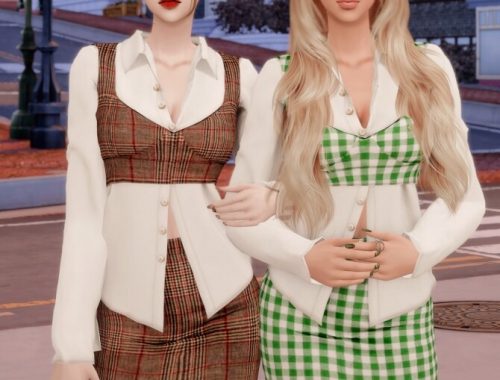 Blouse & Tweed Bustier Set at RIMINGs